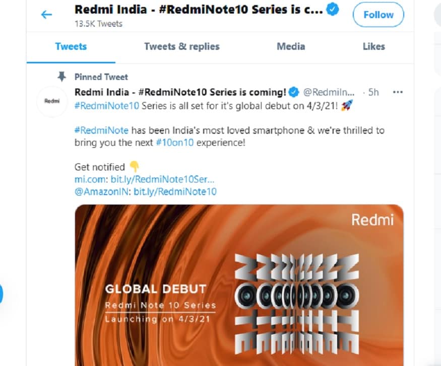 Redmi Note 10 Series 4 मार्च को लॉन्च किया जाएगा.