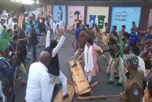 कंगना का विरोध करने पहुंचे कांग्रेसियों पर पुलिस ने बरसायीं लाठी और वॉटर कैनन