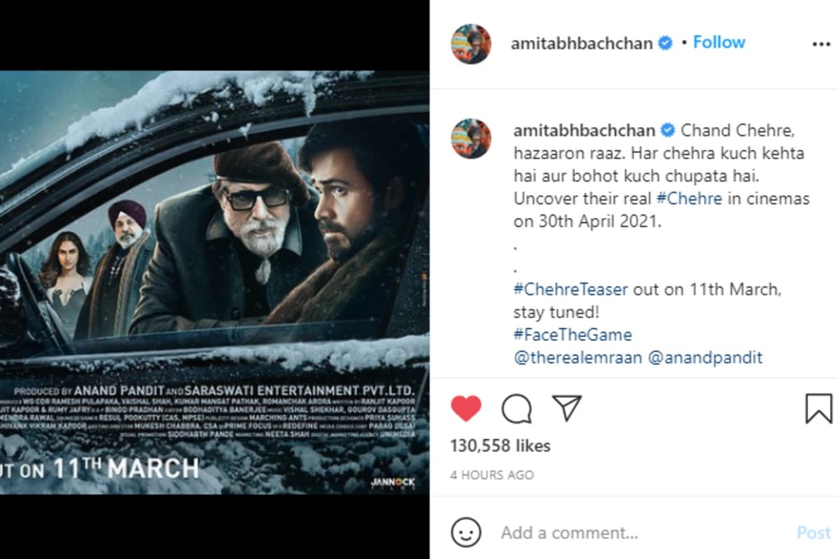 Amitabh Bachchan, Chehre teaser