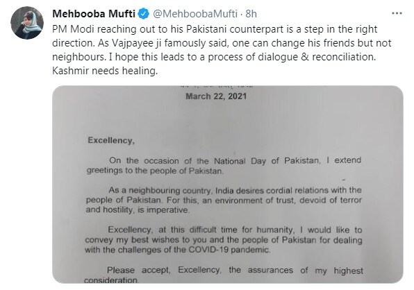 Mehbooba Mufti Tweet