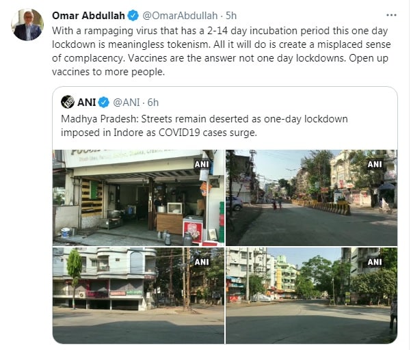 Omar Abdullah Tweet