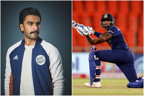 सूर्युकमार यादव के विवादित विकेट पर पर जताई आपत्ति (Ranveer Singh/Instagram, Suryakumar Yadav/AFP)
