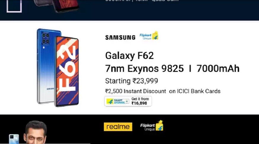 Samsung galaxy F62 पर भारी छूट दी जा रही है.