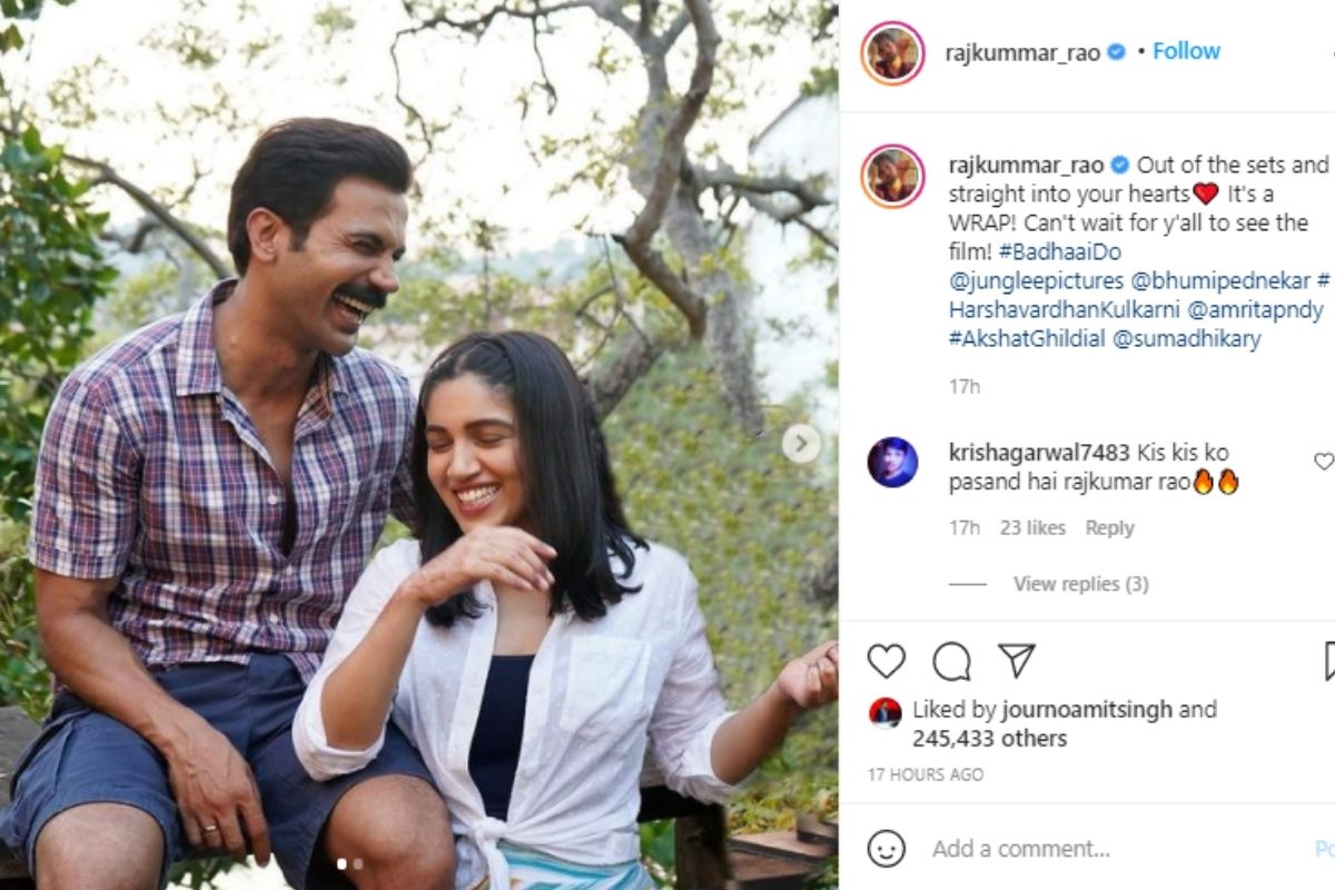 Rajkummar Rao, Badhaai Do, Bhumi Pednekar, Badhaai Do Shooting, wrap up Badhaai Do shoot, Social Media, Viral Post, News18, Network 18, राजकुमार राव, भूमि पेडनेकर , बधाई दो