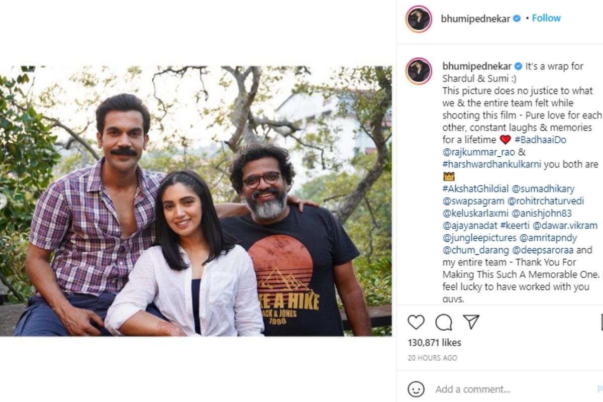 Rajkummar Rao, Badhaai Do, Bhumi Pednekar, Badhaai Do Shooting, wrap up Badhaai Do shoot, Social Media, Viral Post, News18, Network 18, राजकुमार राव, भूमि पेडनेकर , बधाई दो