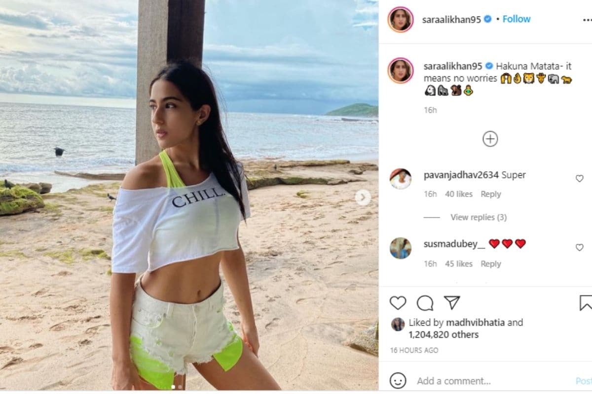 Sara Ali Khan, Sara Ali Khan holiday mantra, Hakuna Matata, Hakuna Matata means no worries, Sara Ali Khan latest pictures, सारा अली खान, सारा अली खान वेकेशन मंत्र, सोशल मीजिया, वायरल पोस्ट