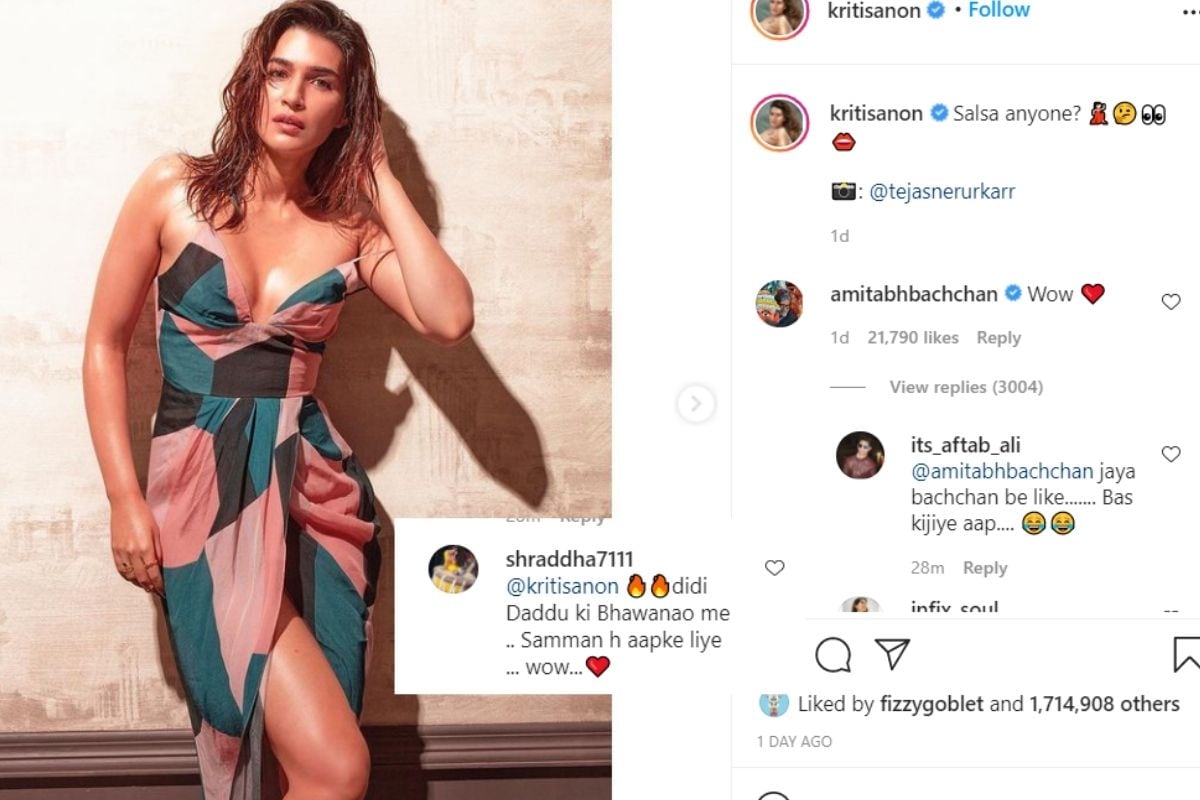 kriti sanon, amitabh bachchan, amitabh bachchan comment on kriti sanon photo