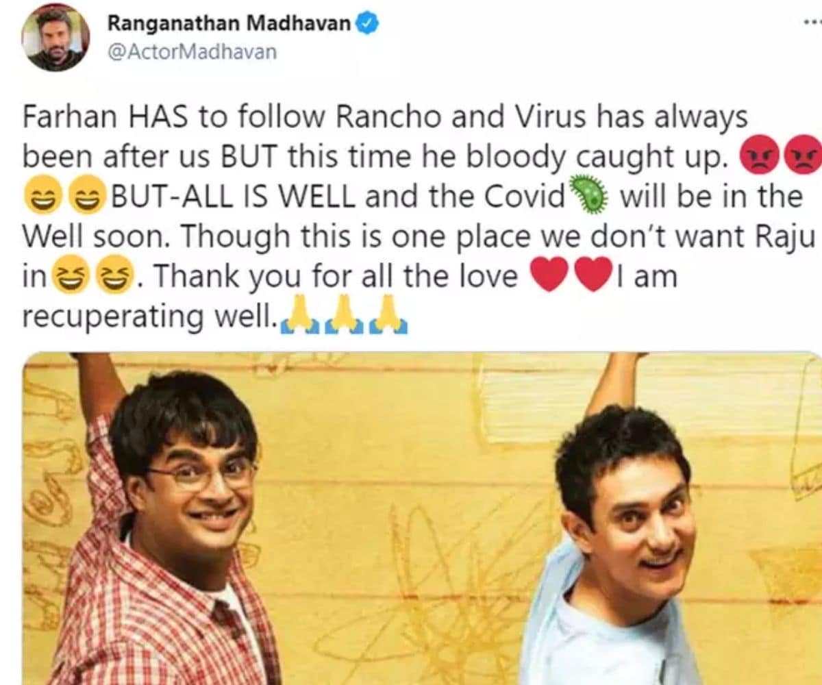 शरमन जोशी, आर माधवन, आर माधवन 3 इडियट्स पोस्ट, 3 इडियट्स, आर माधवन सीओवीआईडी ​​19 पोसिटिव, सोशल मीडिया, वायरल पोस्ट, आर माधवन 3 इडियट्स पोस्ट, न्यूज़ 18, नेटवर्क 18, आर माधवन, श्रमण जोशी पर शरमन जोशी की प्रतिक्रिया