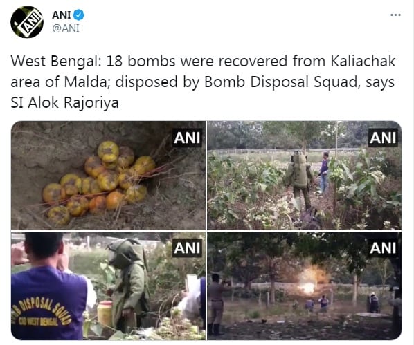 West Bengal 18 bombs recovered from Malda