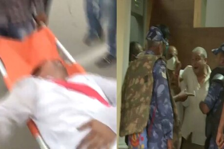 विधायक सत्येंद्र को स्ट्रेचर पर अस्पताल भेजा गया.