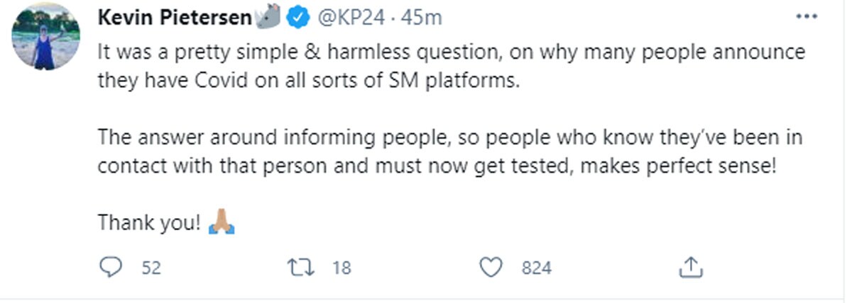 kevin pietersen tweet on covid 19