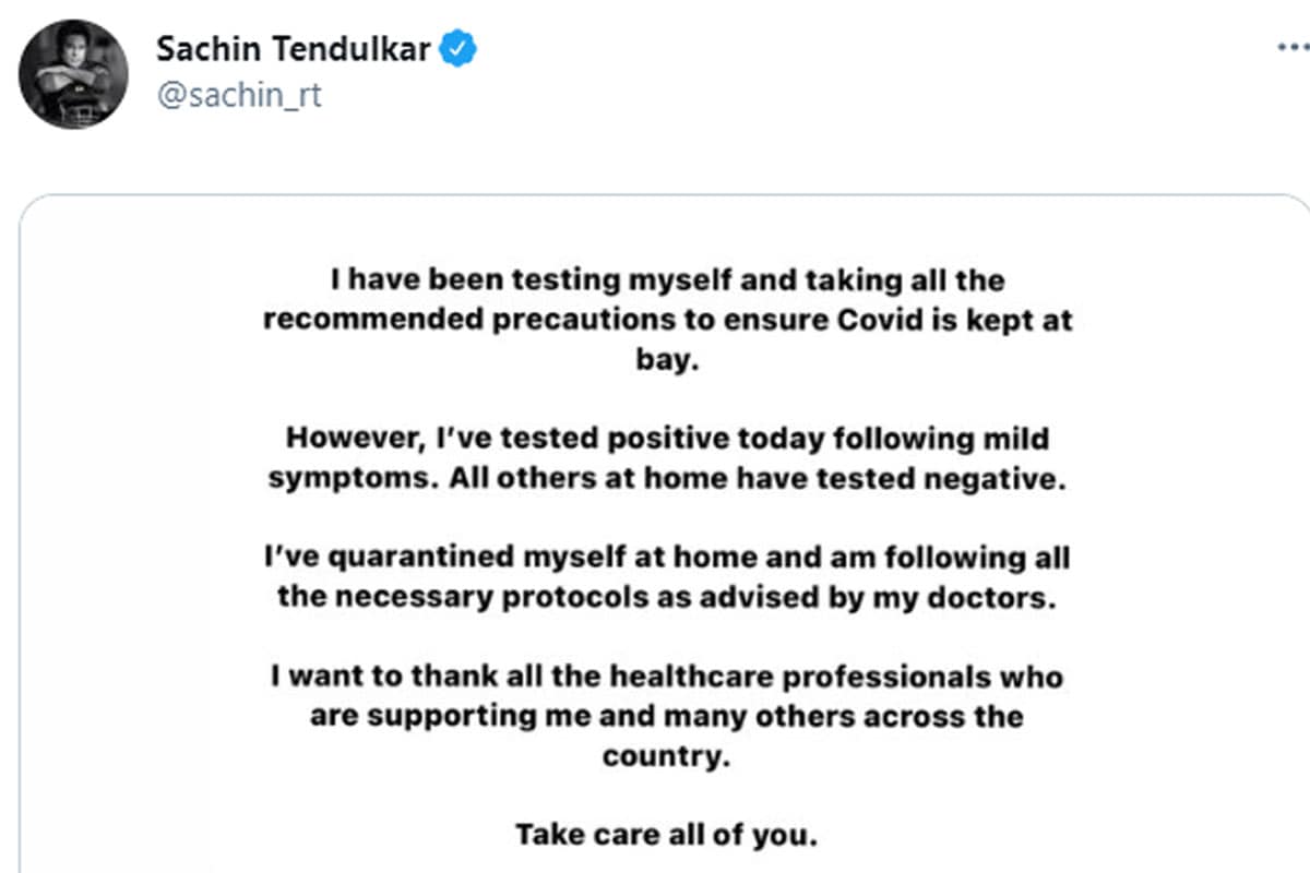 sachin tendulkar covid19