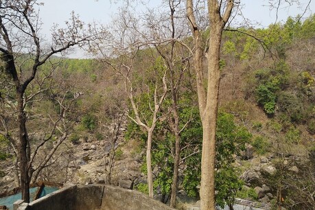 रांची के पास स्थित जोन्हा फॉल्स पर गर्मी की वजह से पानी की धारा कम हो गई है, जिससे पर्यटक आना कम हो गए हैं.
