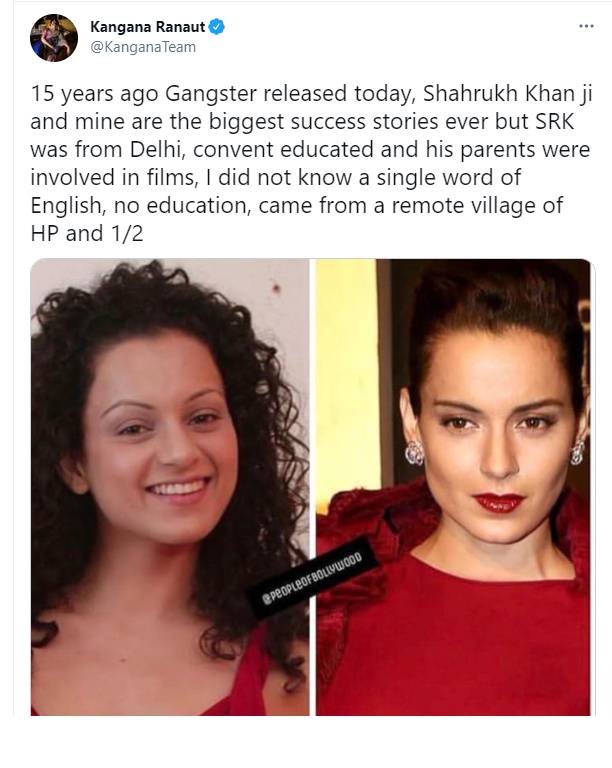 Kangana Ranaut, shahrukh khan, 15 yesrs of Gangster