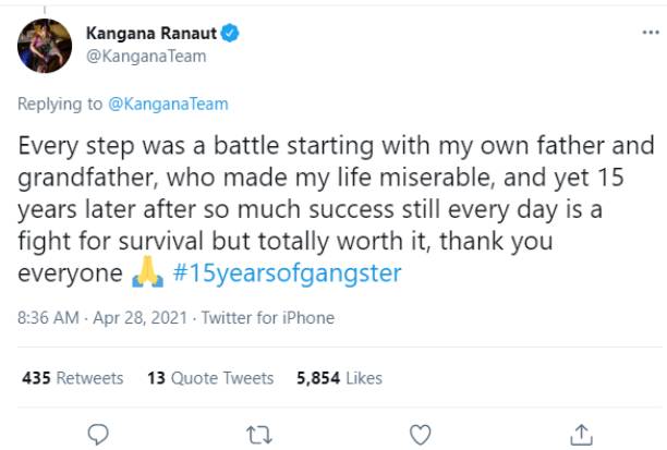 Kangana Ranaut, shahrukh khan, 15 yesrs of Gangster