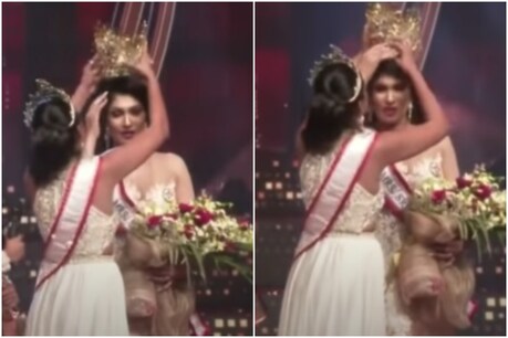 क्राउन के हटते ही डी सिल्वा नाराज हो गईं और वे स्टेज पर थोड़ी देर भी नहीं रुकी. उनके सिर से मुकुट हटाते ही वे मंच से चली गईं. (YouTube Grab Image: Colombo Gazette)