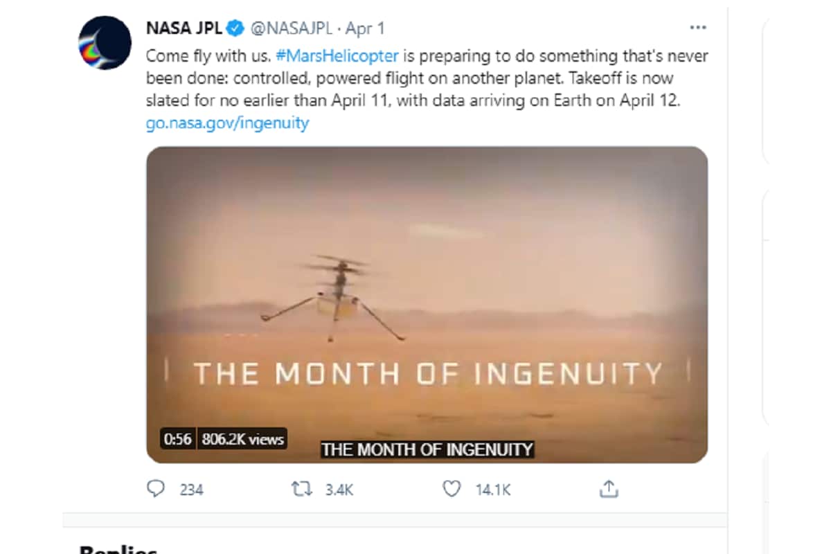 Space, Mars, NASA, perseverance Rover, Ingenuity, helicopter, historic flight,
