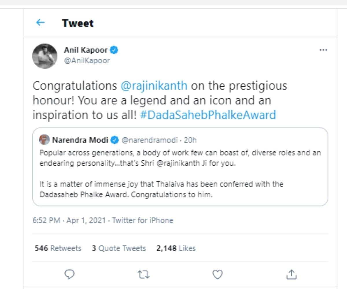 साउथ फिल्म इंडस्ट्री, रजनीकांत, दादा साहब फाल्के अवार्ड, दादा साहब फाल्के अवार्ड 2021, अक्षय कुमार, अनिल कपूर, ऋतिक रोशन, करण जौहर, ऋतिक रोशन, अक्षय कुमार