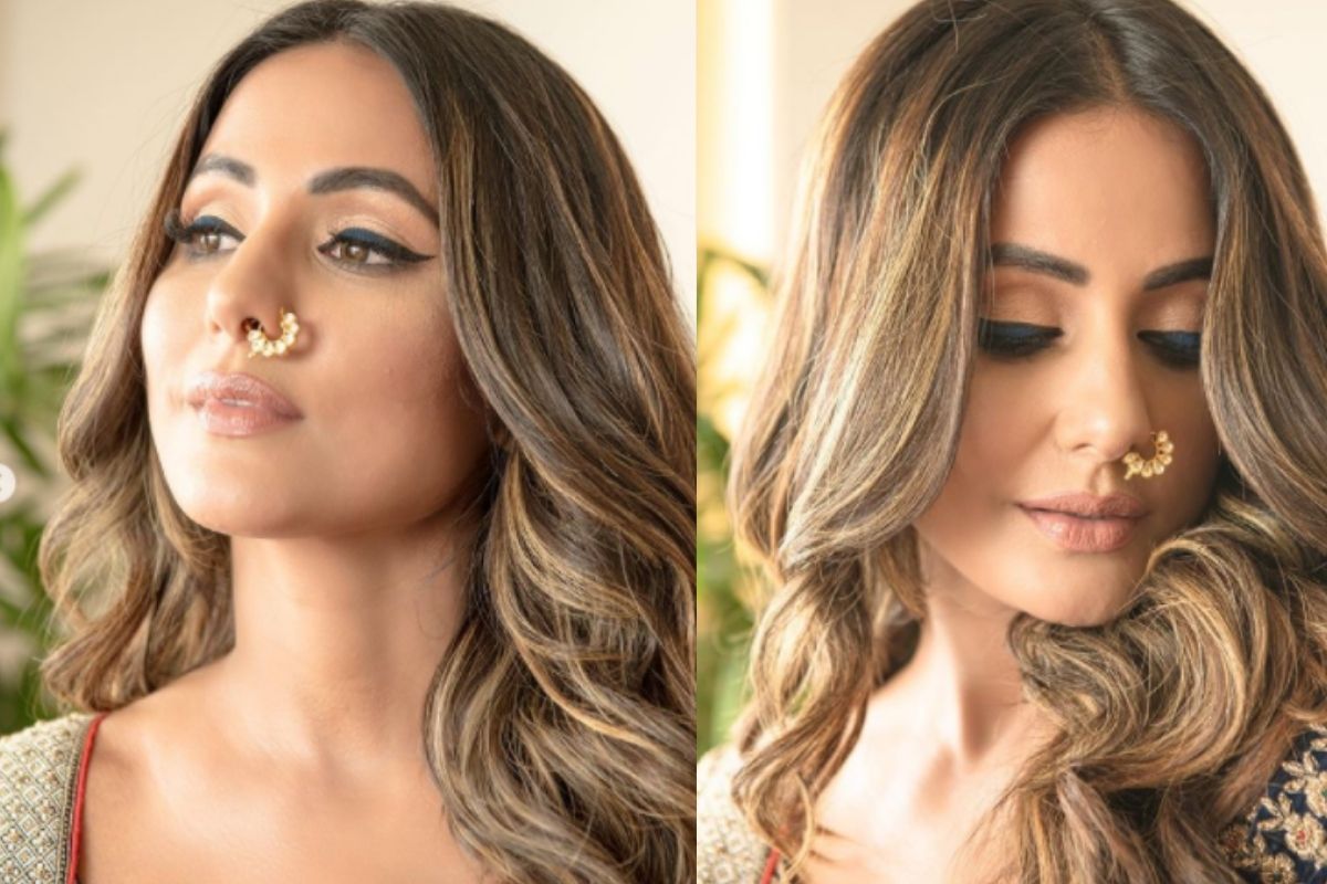हिना खान, हिना कान की नथ, Hina Khan, Hina Khan showstopper, Hina Khan Nose Pin, Lakme Fashion Week 2021, Hina Khan bridal Look, Social Media, Viral photos