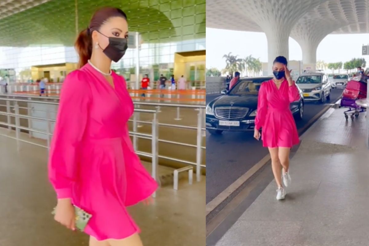 उर्वशी रौतेला ने पिंक ड्रेस पहन एयरपोर्ट में बिखेरा जलवा, नए लुक से लोगों को बनाया दीवाना