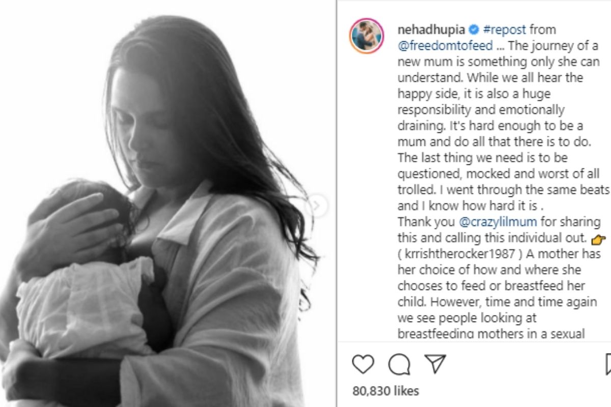 Neha Dhupia, Neha Dhupia Urges To Not Sexualise Breastfeeding, user wants to see Neha Dhupia Breastfeeding video, Neha Dhupia share Breastfeeding Picture, Viral Photo, नेहा धूपिया, नेहा धूपिया ब्रेस्टफीडिंग