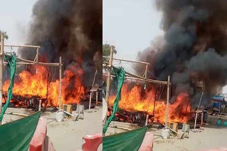 किसानों को झोपड़ियों में लगी आग