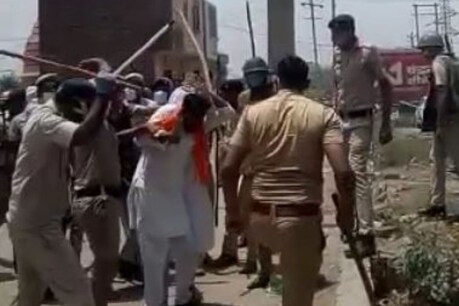 हिसार में सीएम खट्टर के दौरे का विरोध कर रहे किसानों के ऊपर बरसी पुलिस की लाठियां.