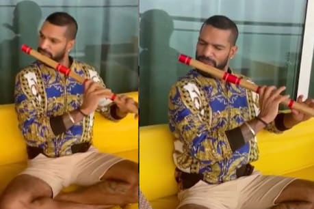 शिखर धवन अपनी बालकनी में बांसुरी बजाते नजर आ रहे हैं. (Video Grab- Instagram)
