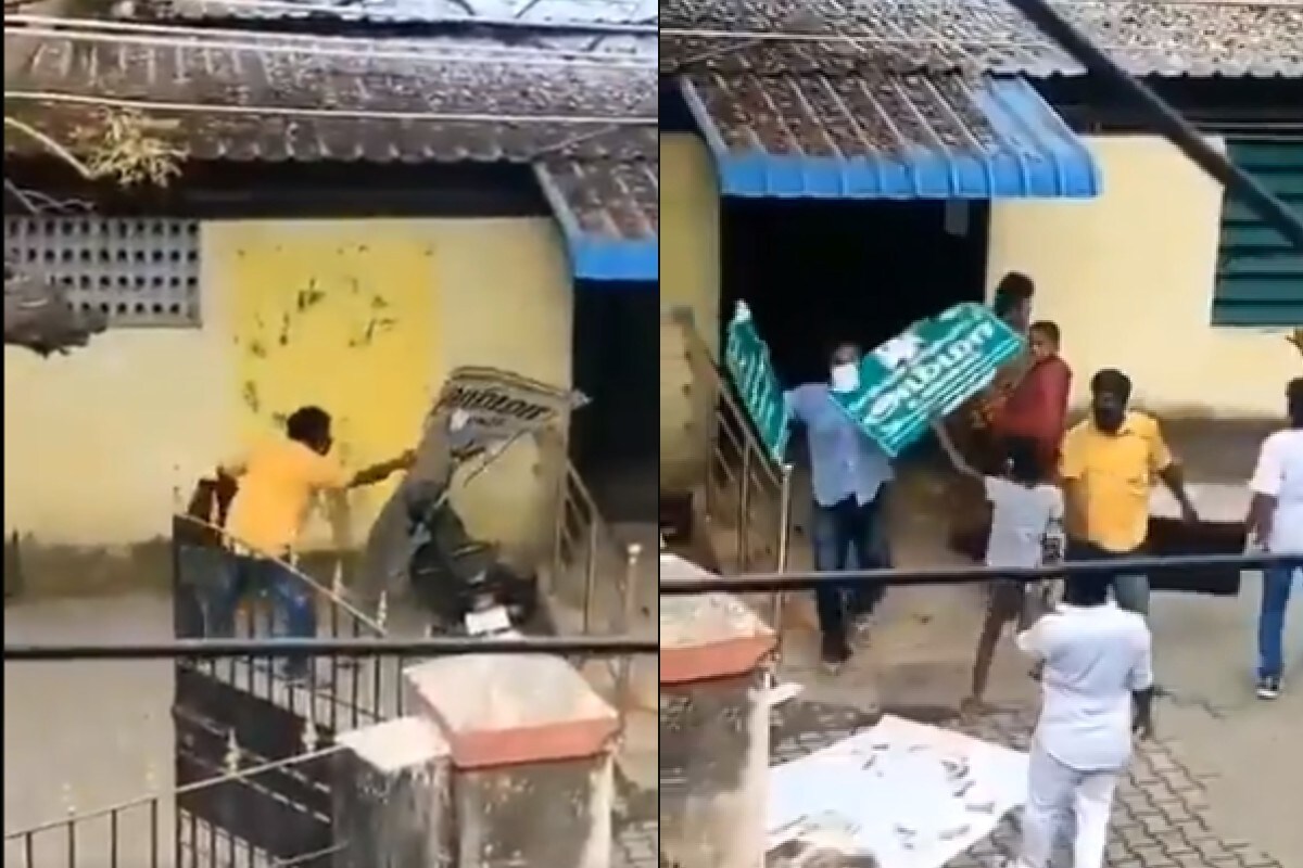 VIDEO: तमिलनाडु में 2 DMK कार्यकर्ताओं ने तोड़ा अम्मा कैंटीन का बोर्ड, पार्टी ने निकाला