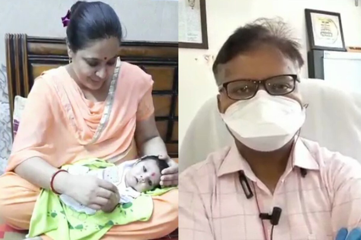 डॉक्टर संदीप गर्ग (दाएं) ने बताया कि सुमन जैन डायबिटिक भी थीं. वहीं 21 दिन के बच्चे (बाएं) को लेकर डॉक्टर संदीप गर्ग का कहना है कि अब शिशु भी बिलकुल ठीक है.