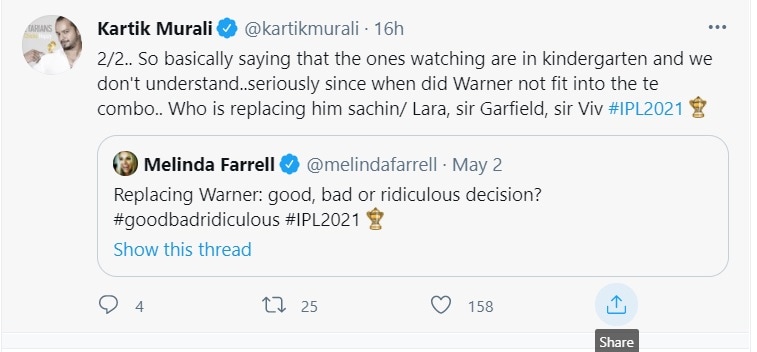 murali kartik, david warner, cricket news