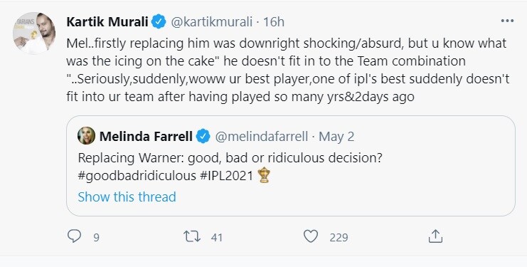 murali kartik, david warner, cricket news