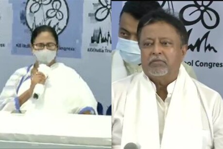 ममता की मौजूदगी में अपने बेटे के साथ टीएमसी में लौटे मुकुल रॉय. ANI