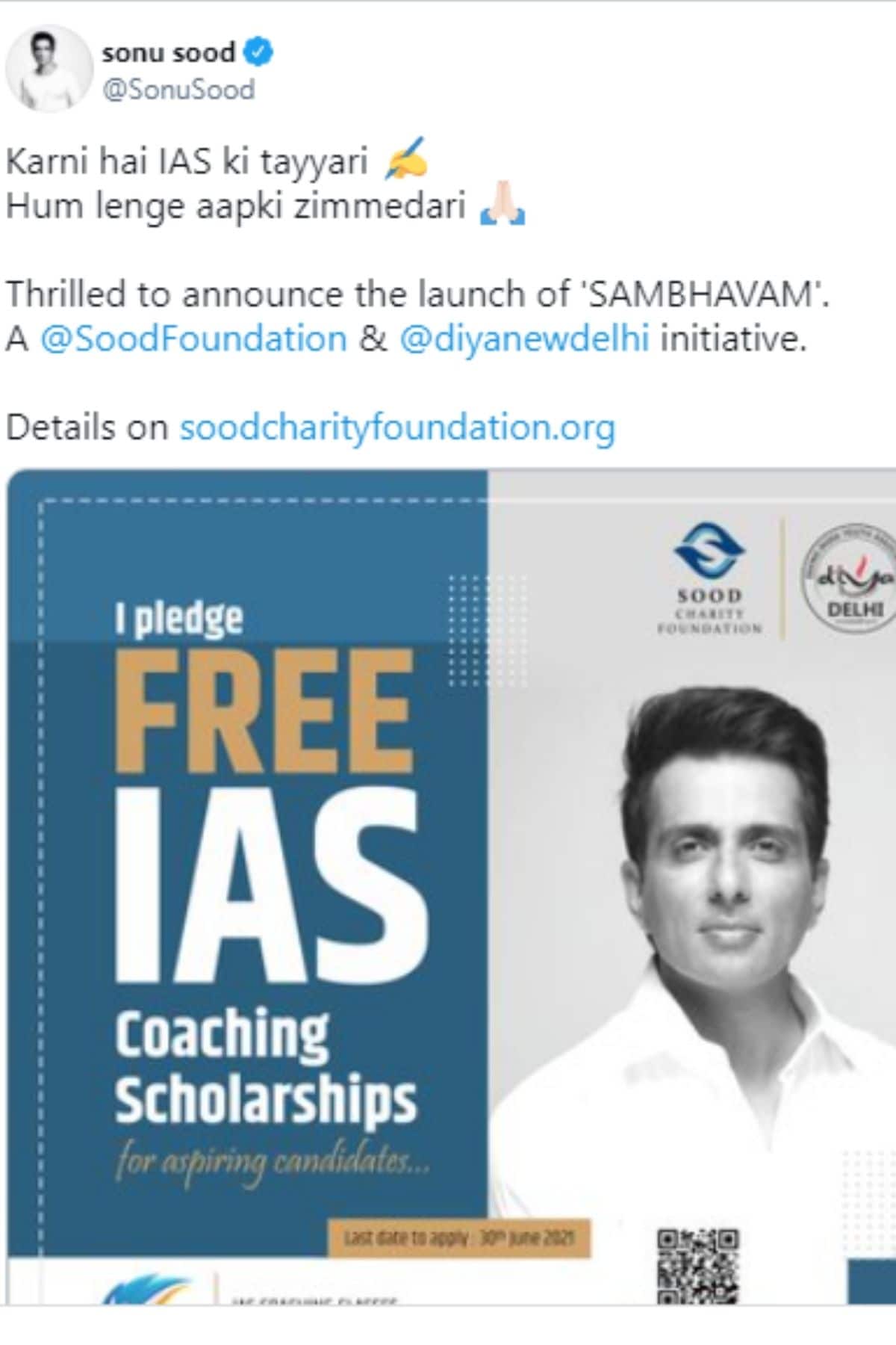 sonu sood, sonu sood tweet