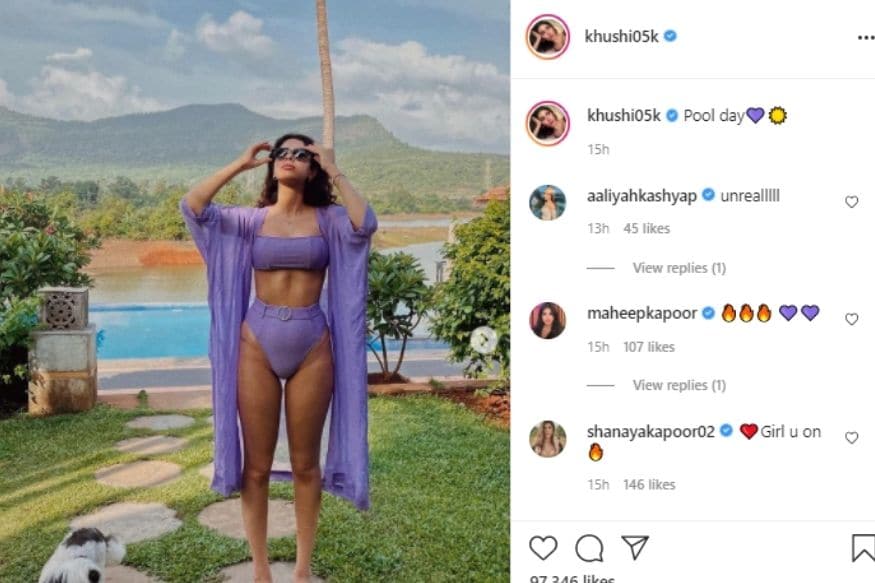 khushi kapoor,  Sridevi Younger daughter, Sridevi Younger khushi kapoor, Social Media, khushi kapoor Swim Suit, khushi kapoor purple Bikini, Viral news, जाह्नवी कपूर, खुशी कपूर , पर्पल बिकिनी, सोशल मीडिया, वायरल न्यूज