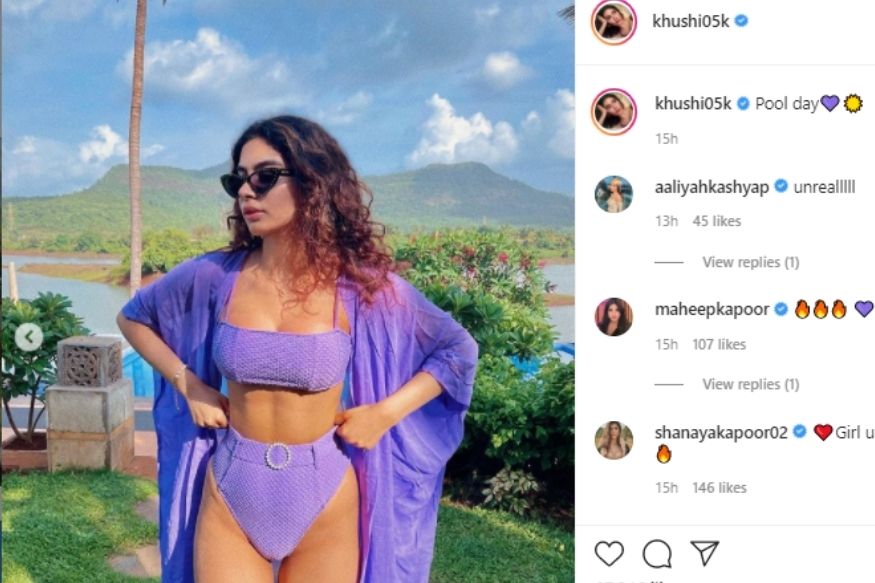 khushi kapoor,  Sridevi Younger daughter, Sridevi Younger khushi kapoor, Social Media, khushi kapoor Swim Suit, khushi kapoor purple Bikini, Viral news, जाह्नवी कपूर, खुशी कपूर , पर्पल बिकिनी, सोशल मीडिया, वायरल न्यूज
