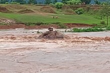 गुमला में अचानक आई बासा नदी में बाढ़, घंटों तक बीच नदी में फंसे तीन युवक