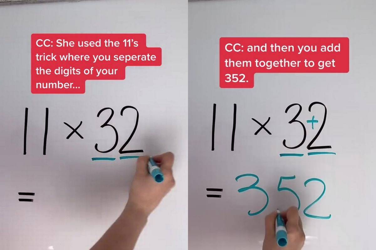 Math, Mathametics, Simple Trick to Get Multiplication, Simple Trick of maths, Social Media Viral Video, Equations, Fractions, Percentages, TikTok Video, @silentmath, Trick of 11, social media viral math tricks