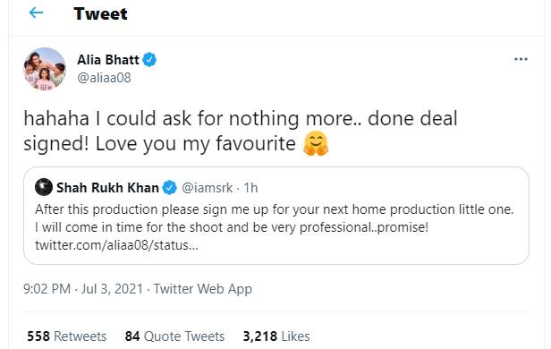 शाहरुख खान, आलिया भट्टी