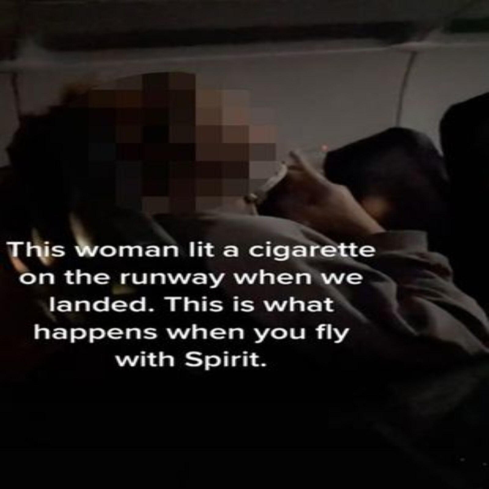 woman smokes at flight