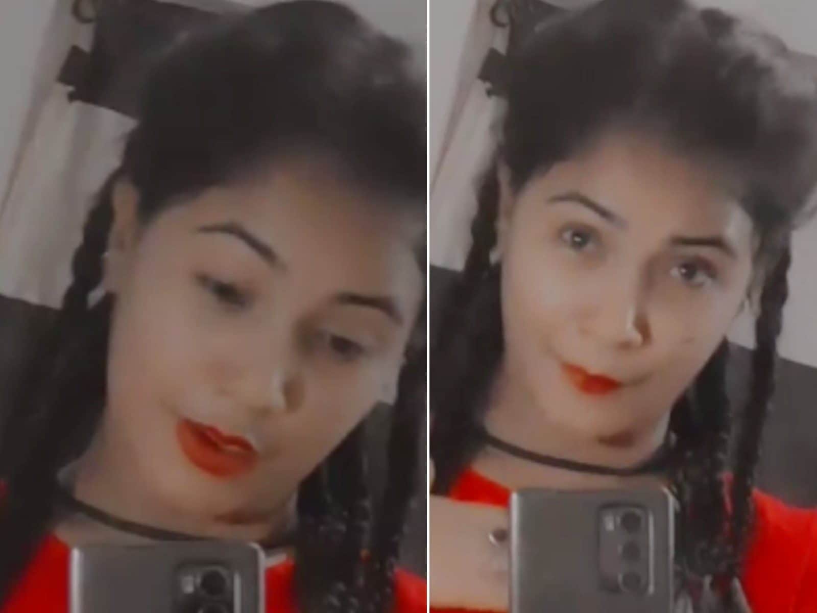 2 चोटी और रेड लिपस्टिक में यूं दिखीं वायरल MMS वाली Trishakar Madhu, बोलीं-  'मिटने की जिद किए जा रहे हैं' - viral mms girl trishakar madhu said mitane  ki zid kiye