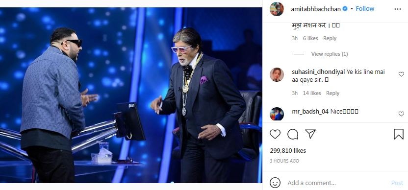 KBC 13, Amitabh Bachchan, Amitabh Bachchan become rapper, Badshah in KBC 13, Amitabh Bachchan Badshah, Kaun Banega Crorepati 13, Amitabh Bachchan Instagram, Amitabh Bachchan Photo, अमिताभ बच्चन रैप, केबीसी 13