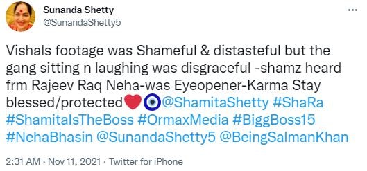 Bigg Boss 15, Shamita Shetty, Shamita Shetty mom calls Vishal Kotian snake, Vishal Kotian mocks Shamita Shetty, Sunanda Shetty, Raqesh Bapat, Vishal Kotian, बिग बॉस 15, शमिता शेट्टी, विशाल कोटियन, राकेश बापट