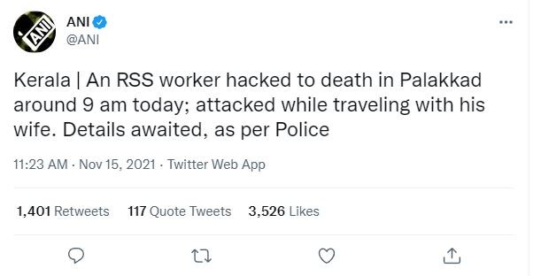 Kerala, Pallakad, RSS Worker, S Sanjith, Attacked, Murder