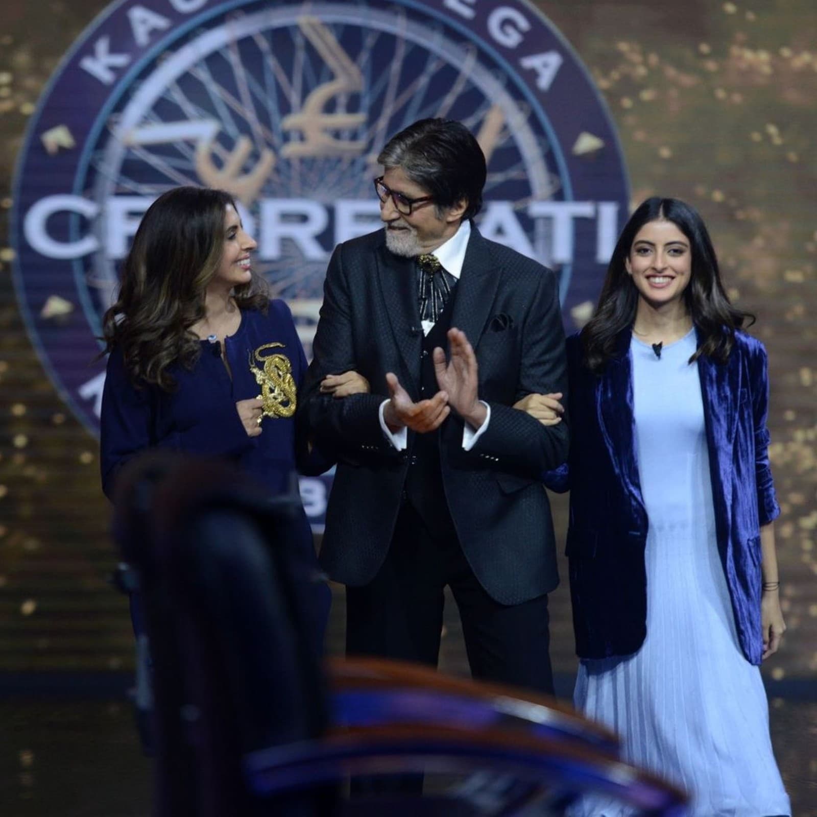 hweta bachchan and grand daughter navya naveli from kbc set