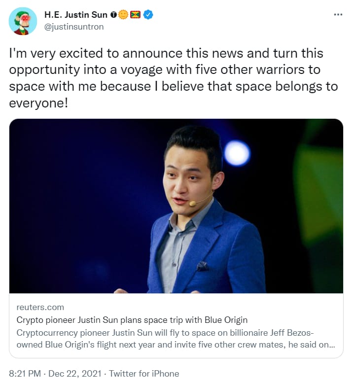Crypto entrepreneur Justin Sun