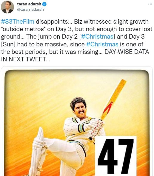 Ranveer singh 83 Box Office Collection, 83 Box Office Collection Day 3, 83 day 3 Collection, Ranveer singh 83 earning, Ranveer singh Instagram, 83 Net Box Office Collection, रणवीर सिंह की फिल्म 83 की कुल कमाई, फिल्म 83 का बॉक्स ऑफिस कलेक्शन, Ranveer singh
