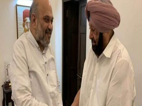 अमित शाह और कैप्टन के मुलाकात की फाइल फोटो