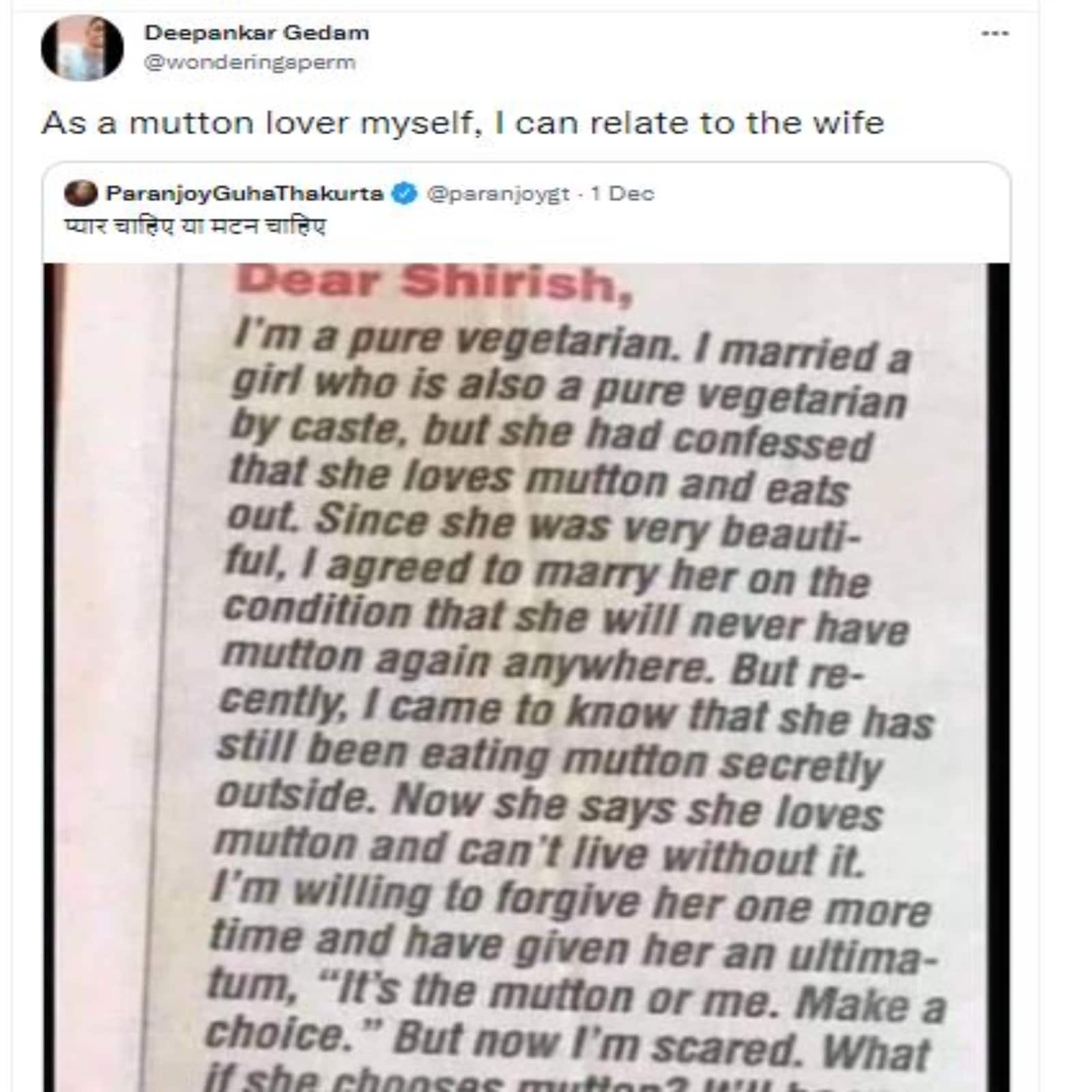 wife eats mutton secretly 