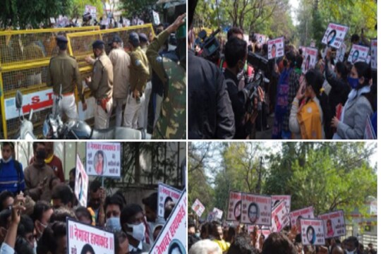 Bhopal Samachar. भोपाल में पीसीसी दफ्तर के सामने कांग्रेस की न्याय यात्रा को रोक दिया गया.